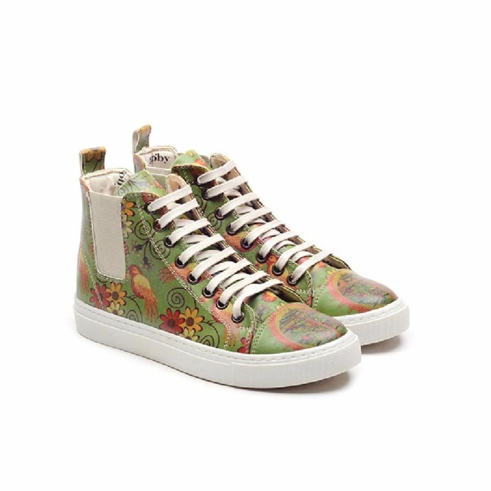 Goby Shoes - Green Orange Floral Short Boots